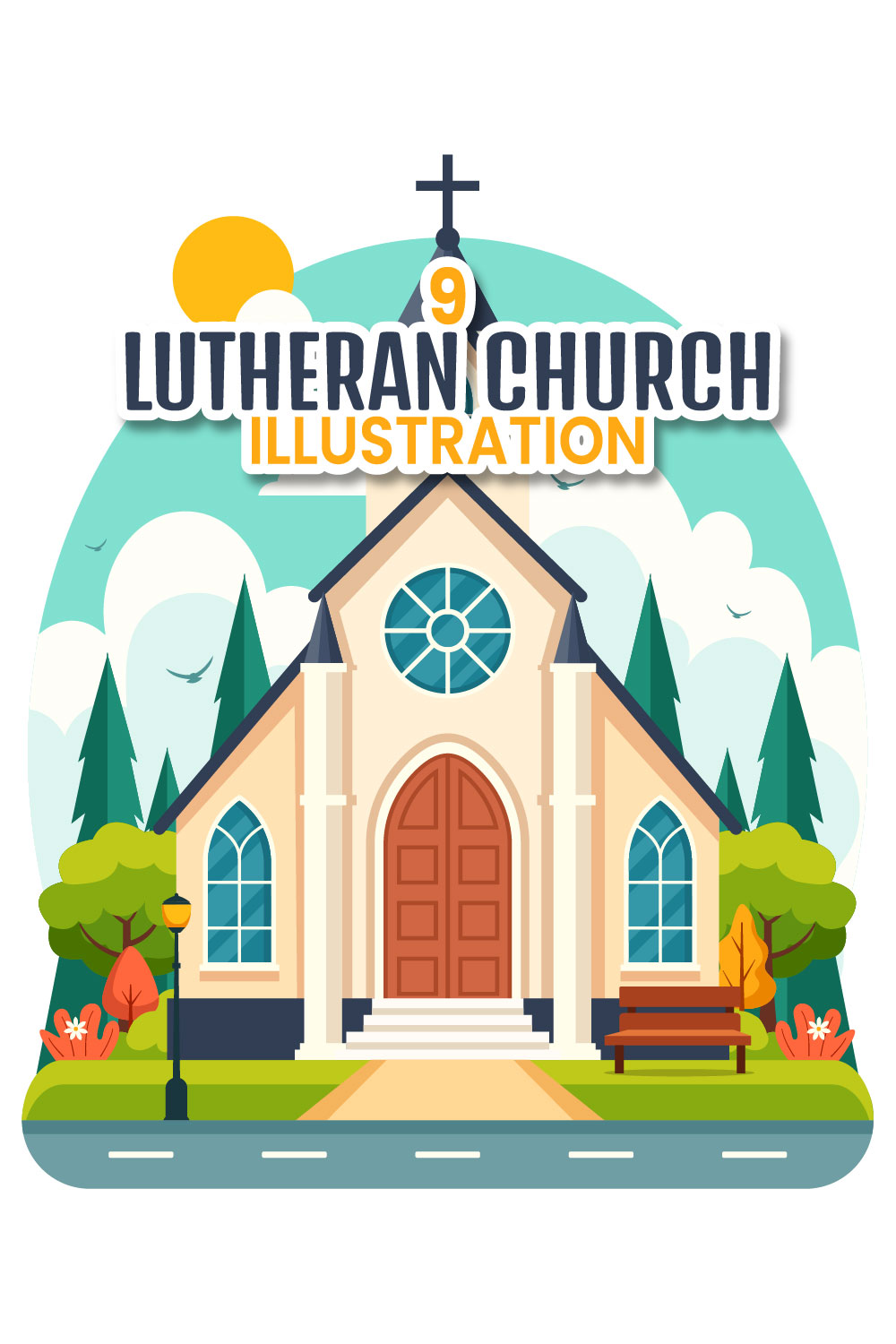 9 Lutheran Church Illustration pinterest preview image.