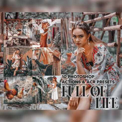 10 Photoshop Actions, Full Of Life Ps Action, Rustic ACR Preset, Summer Girl Ps Filter, Atn Portrait And Lifestyle Theme Instagram, Blogger cover image.