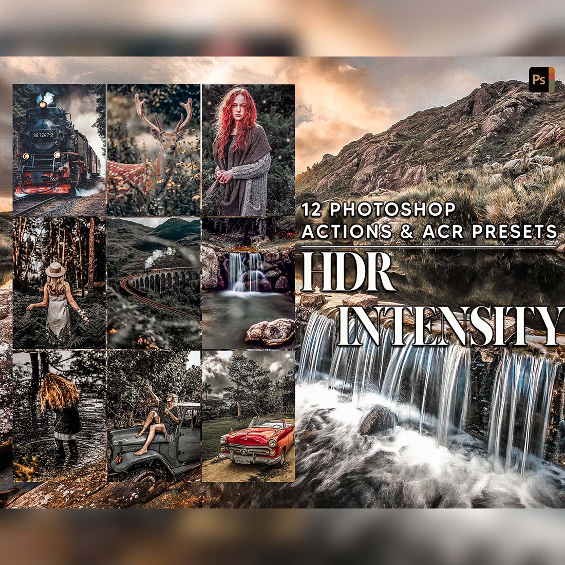 12 HDR Intensity, Moody Sharp Ps Action, Harsh ACR Preset, Forest Ps Filter, Landscape Portrait And Lifestyle Theme For Instagram, Blogger cover image.