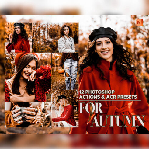 12 Photoshop Actions, For Autumn Ps Action, Girly ACR Preset, Fall Ps Filter, Atn Portrait And Lifestyle Theme For Instagram, Blogger cover image.