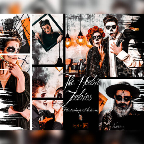 12 Photoshop Actions, The Heebie-Jeebies Ps Action, Halloween ACR Preset, Horror Ps Filter, Atn Portrait Lifestyle Theme Instagram Blogger cover image.