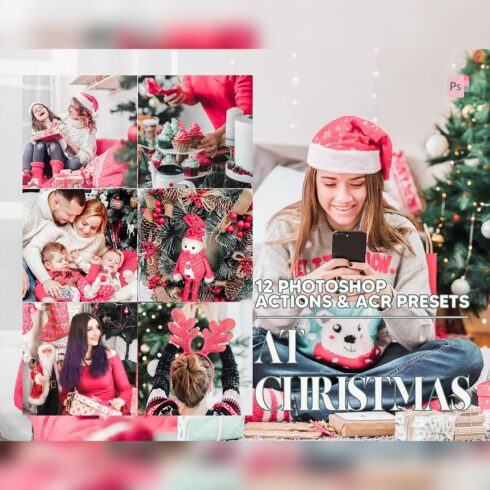 12 Photoshop Actions, At Christmas Ps Action, Winter ACR Preset, Bright Ps Filter, Atn Portrait And Lifestyle Theme For Instagram, Blogger cover image.