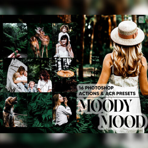16 Photoshop Actions, Moody Mood Ps Action, Tropical ACR Preset, Dark Ps Filter, Atn Portrait And Lifestyle Theme For Instagram, Blogger cover image.