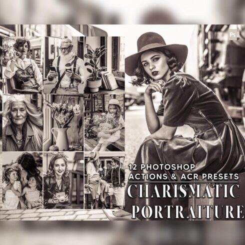 12 Photoshop Actions, Charismatic Portraiture Ps Action, Vintage ACR Preset, Sepia Ps Filter, Atn Portrait And Lifestyle Theme For Instagram, Blogger cover image.