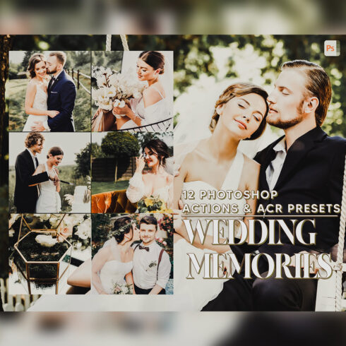 12 Photoshop Actions, Wedding Memories Ps Action, Matte airy ACR Preset, Romantic Ps Filter, Portrait And Lifestyle Theme For Instagram, Blogger cover image.