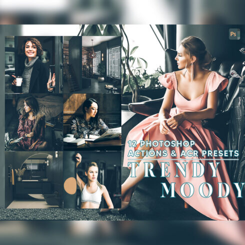 12 Photoshop Actions, Trendy Moody Ps Action, Matte Airy ACR Preset, Skin Warm Ps Filter, Portrait And Lifestyle Theme For Instagram, Blogger cover image.