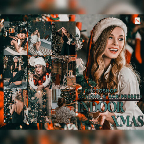 12 Photoshop Actions, Indoor Xmas Ps Action, Christmas ACR Preset, Holiday Ps Filter, Atn Portrait And Lifestyle Theme For Instagram, Blogger cover image.