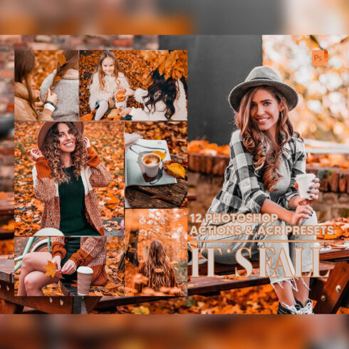 12 Photoshop Actions, It's Fall Ps Action, Autumn ACR Preset, Halloween Ps Filter, Atn Portrait And Lifestyle Theme For Instagram, Blogger cover image.