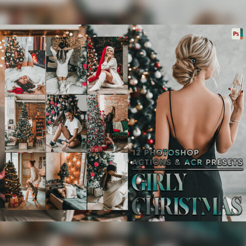12 Photoshop Actions, Girly Christmas Ps Action, Holiday ACR Preset, Warm Xmas Ps Filter, Atn Portrait And Lifestyle Theme For Instagram, Blogger cover image.