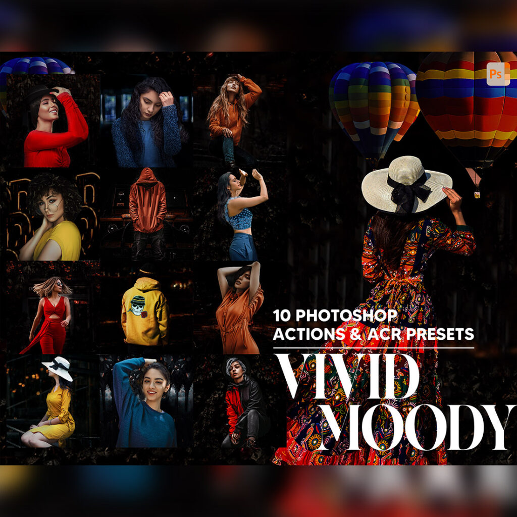 10 Photoshop Actions, Vivid Moody Ps Action, Dark Colorful ACR Preset ...