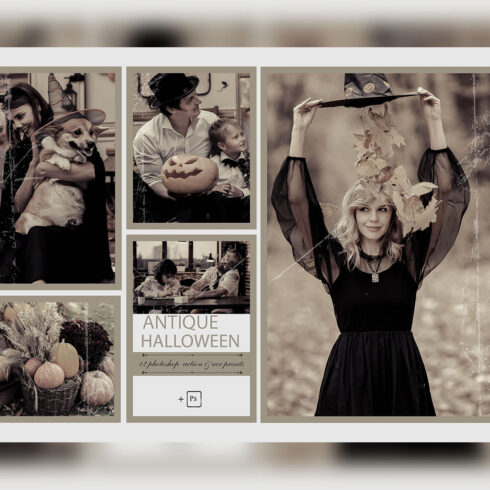 12 Photoshop Actions, Antique Halloween Ps Action, Vintage Moody ACR Preset, Autumn Ps Filter, Portrait And Lifestyle Theme For Instagram, Blogger cover image.