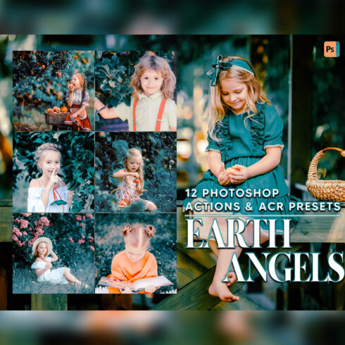 12 Photoshop Actions, Earth Angels Ps Action, Children ACR Preset, Bluish Ps Filter, Portrait And Lifestyle Theme For Instagram, Blogger cover image.