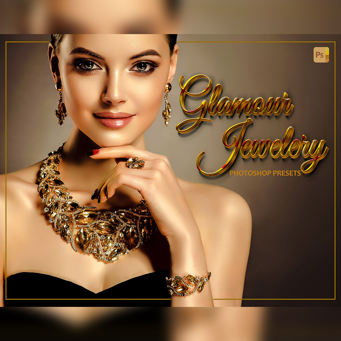 12 Photoshop Actions, Glamour Jewelry Ps Action, Gold ACR Preset, Jewellry Ps Filter, Portrait And Lifestyle Theme For Instagram, Blogger cover image.