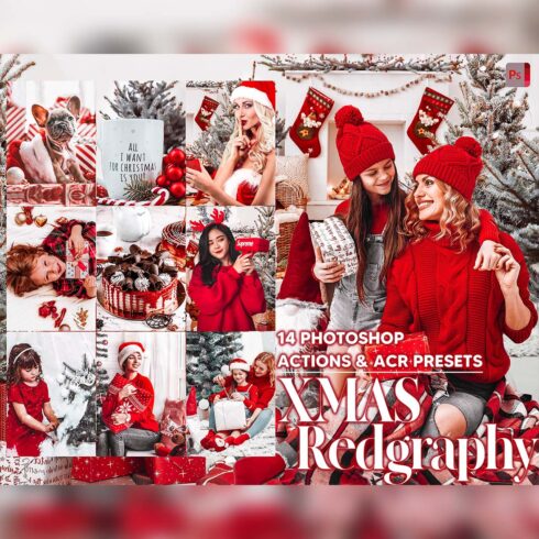14 Photoshop Actions, Xmas Redgraphy Ps Action, Christmas ACR Preset, Winter Ps Filter, Atn Portrait And Lifestyle Theme Instagram, Blogger cover image.