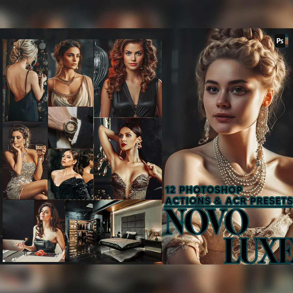 12 Photoshop Actions, Novo Luxe Ps Action, Black Luxury ACR Preset ...