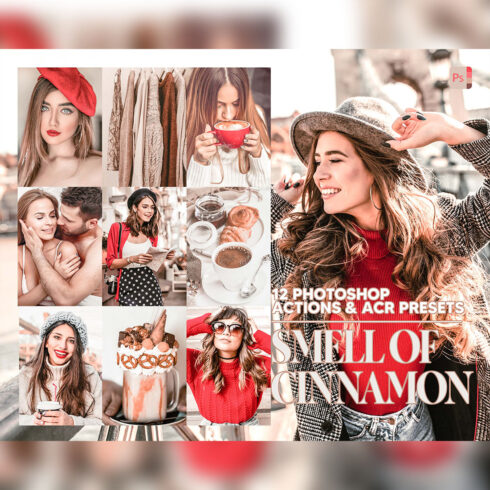 12 Photoshop Actions, Smell Of Cinnamon Ps Action, Winter ACR Preset, Love Ps Filter, Atn Portrait And Lifestyle Theme For Instagram, Blogger cover image.