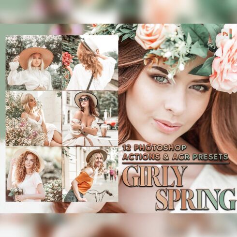 12 Photoshop Actions, Girly Spring Ps Action, Espresso ACR Preset, Bright Cream Ps Filter, Atn Portrait And Lifestyle Theme For Instagram, Blogger cover image.