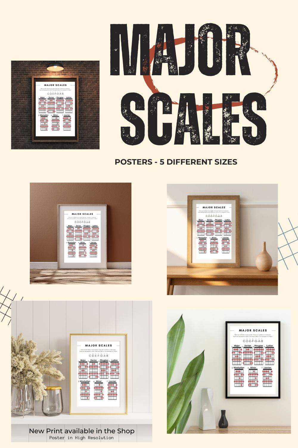 Major Scales Music Poster - High-Resolution Ready To Print pinterest preview image.