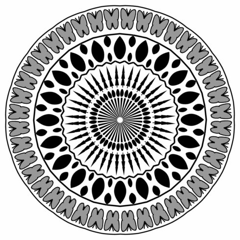 Mandala Art cock in blak and white circles cover image.