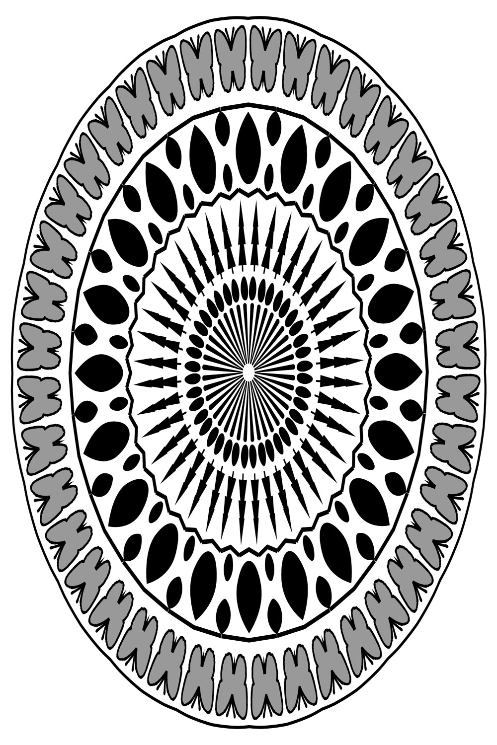 Mandala Art Butterfly with black and white pinterest preview image.