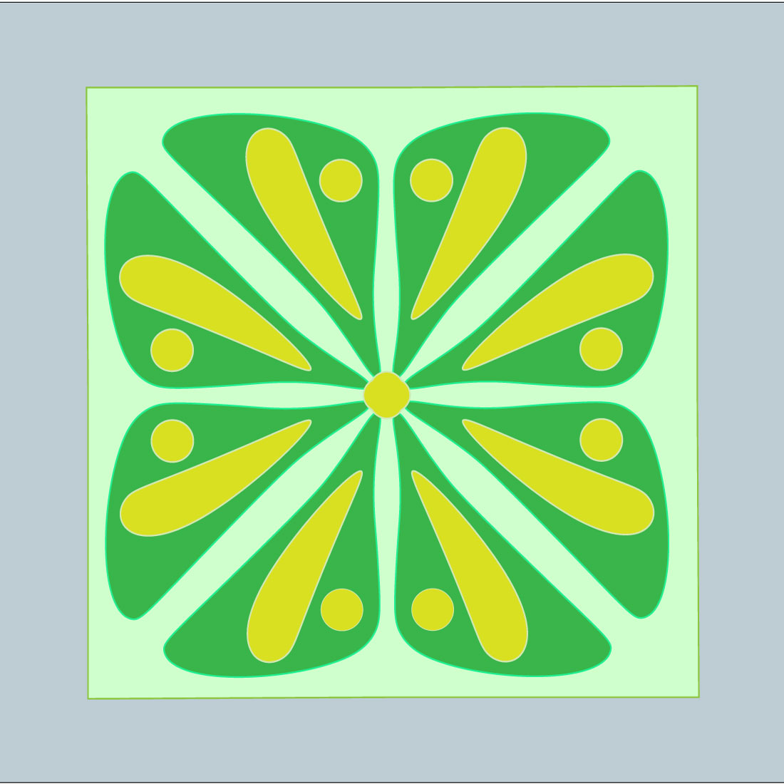 mandala art in light green background with yellow and green petals 1 624