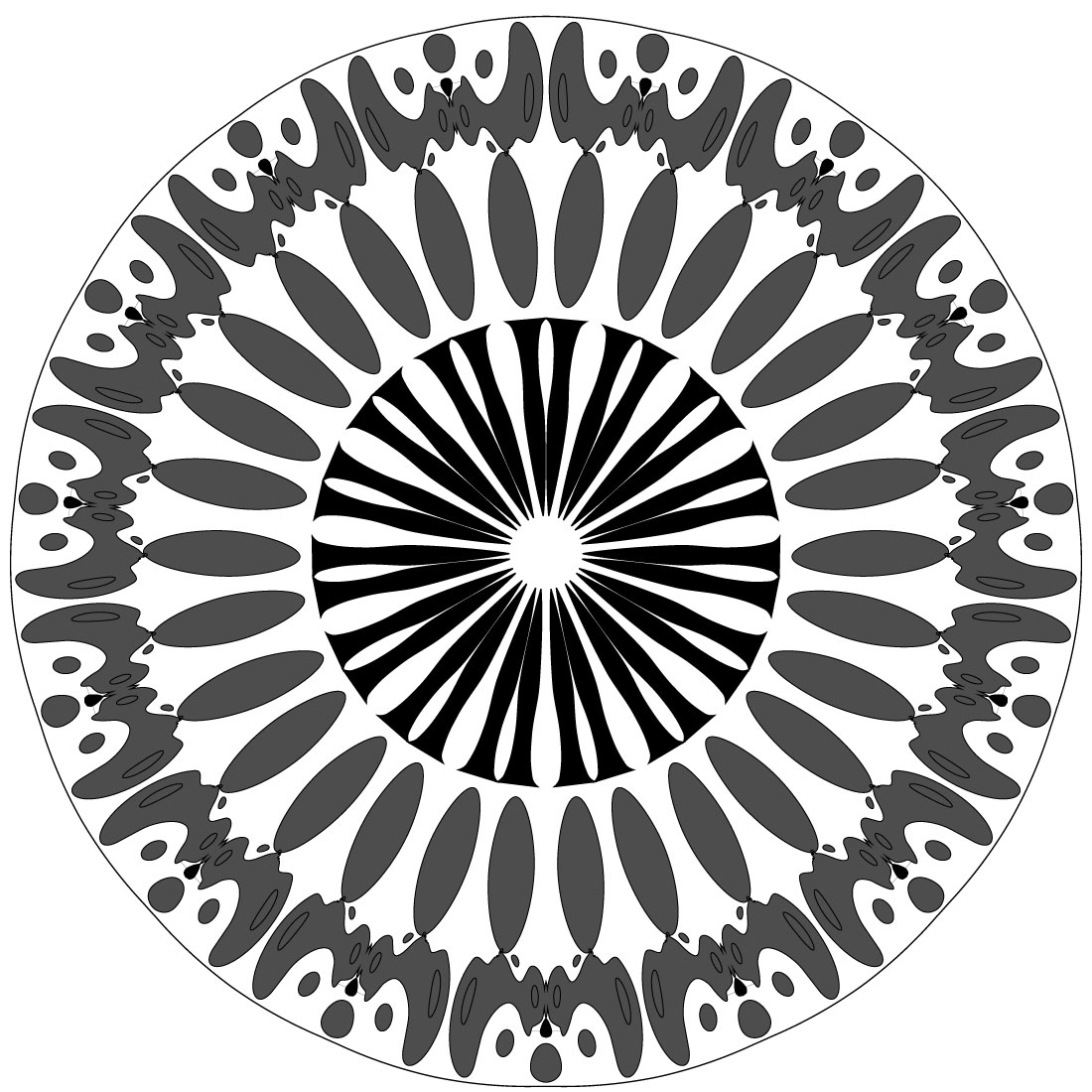 Mandala-Art-with-Bat-in-black-and-white preview image.
