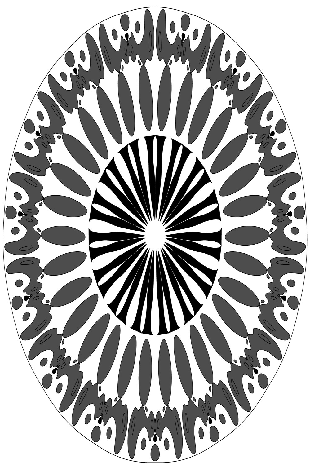 Mandala-Art-with-Bat-in-black-and-white pinterest preview image.