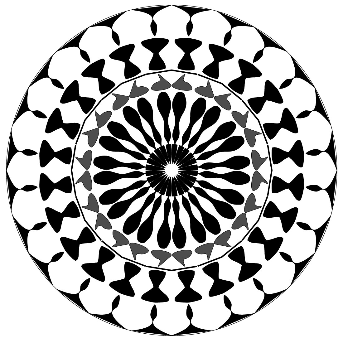 mandala art with black and white lotus flowers 1 559