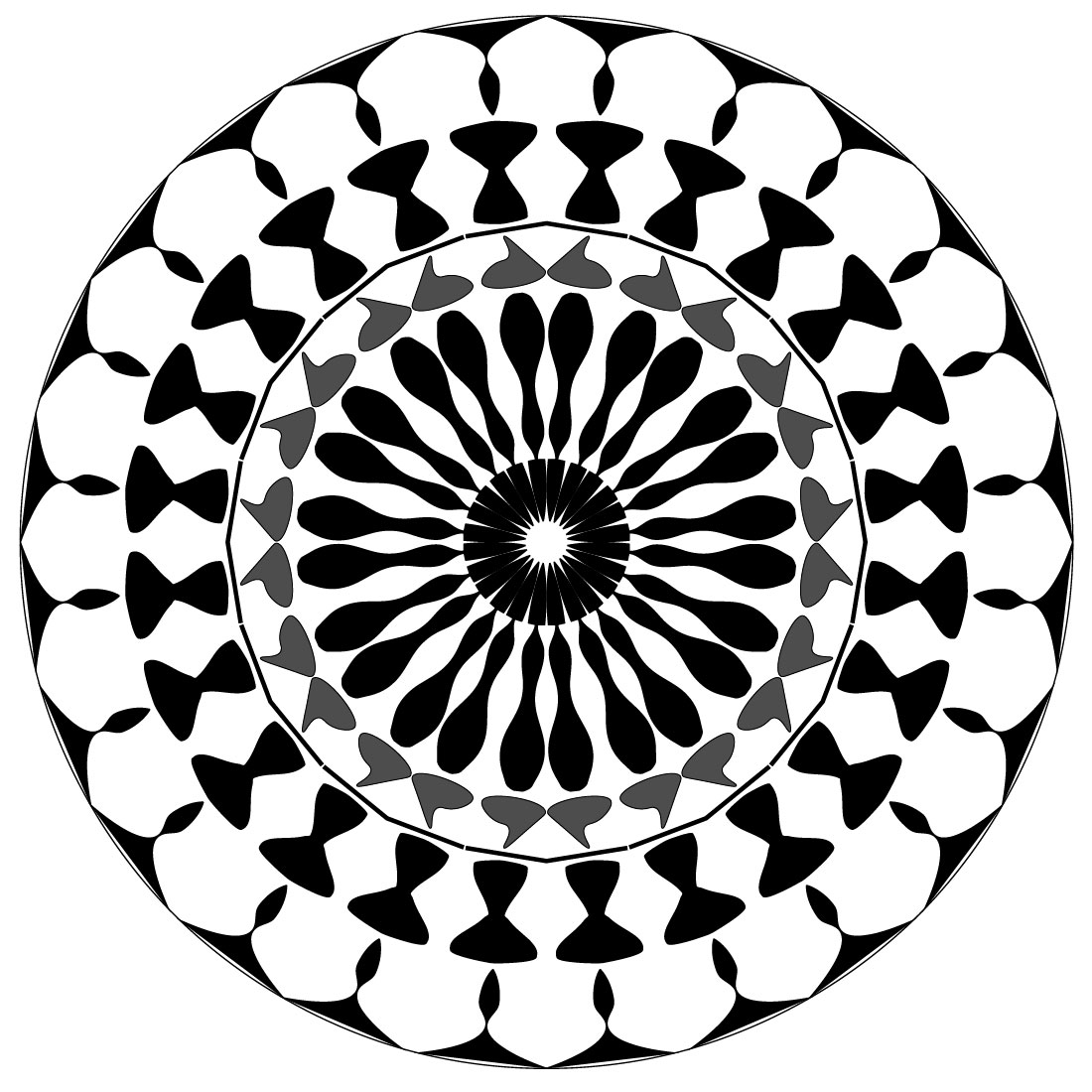 Mandala-Art-with-black-and-white-lotus-flowers preview image.