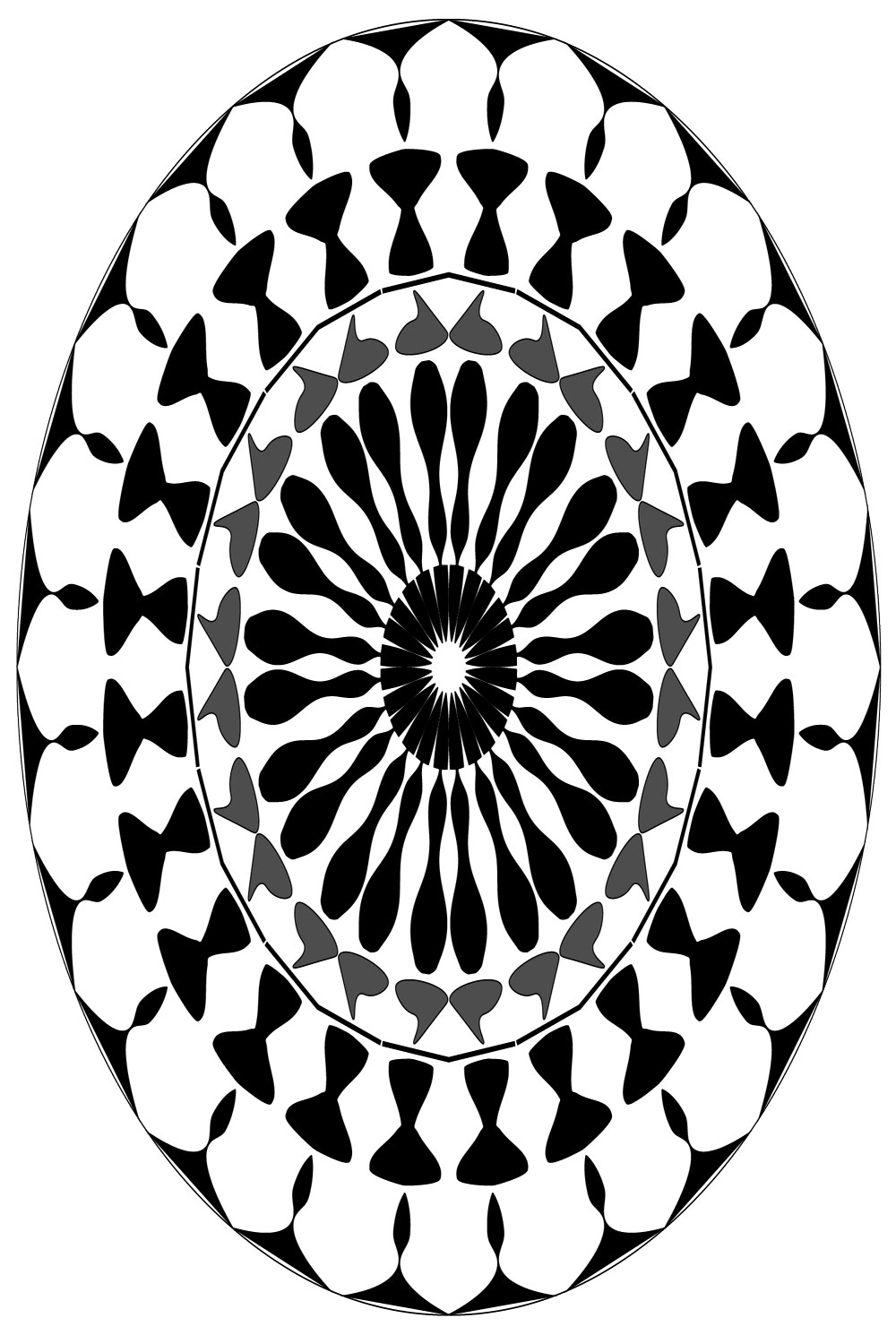 Mandala-Art-with-black-and-white-lotus-flowers pinterest preview image.