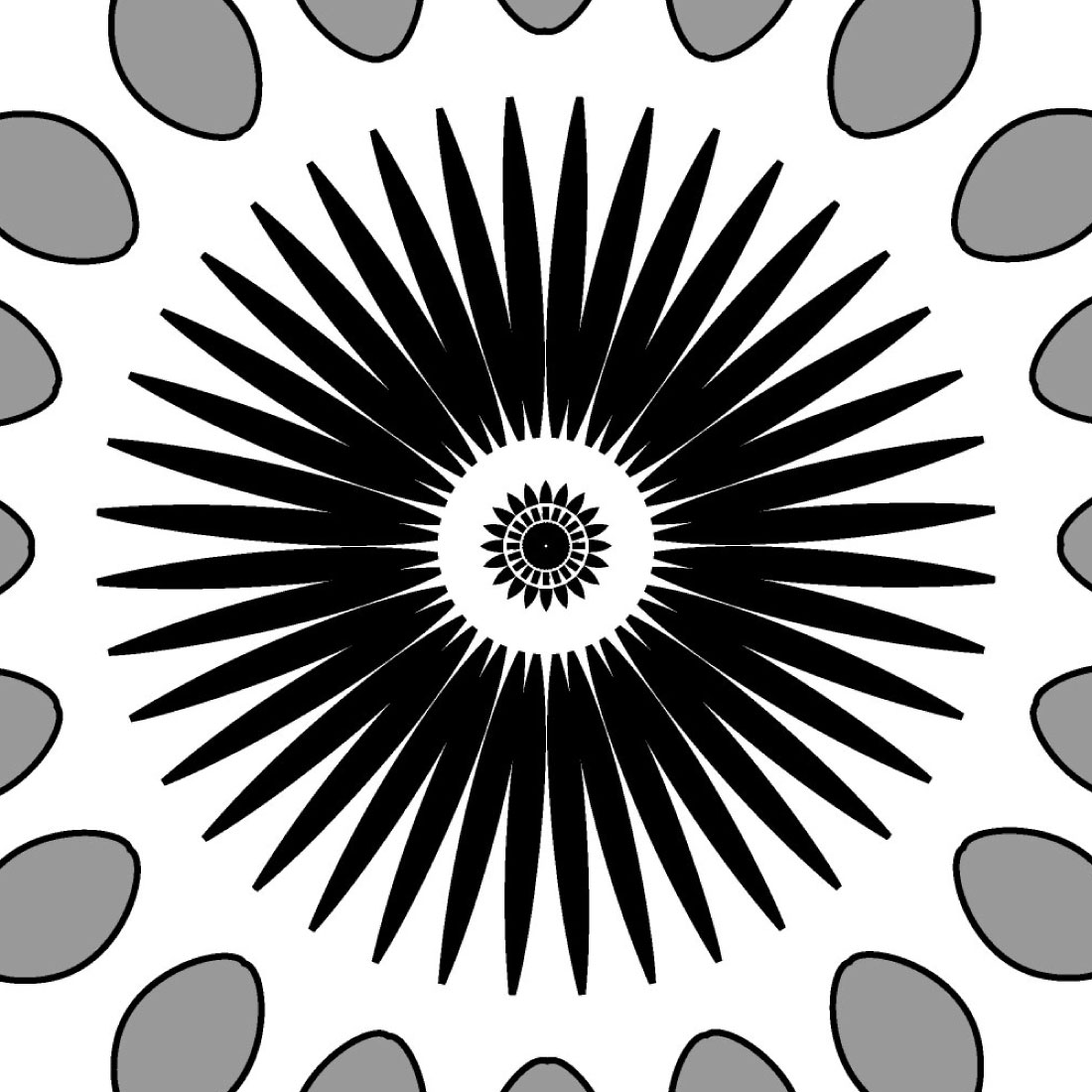 mandala art with black and white to ash1 753