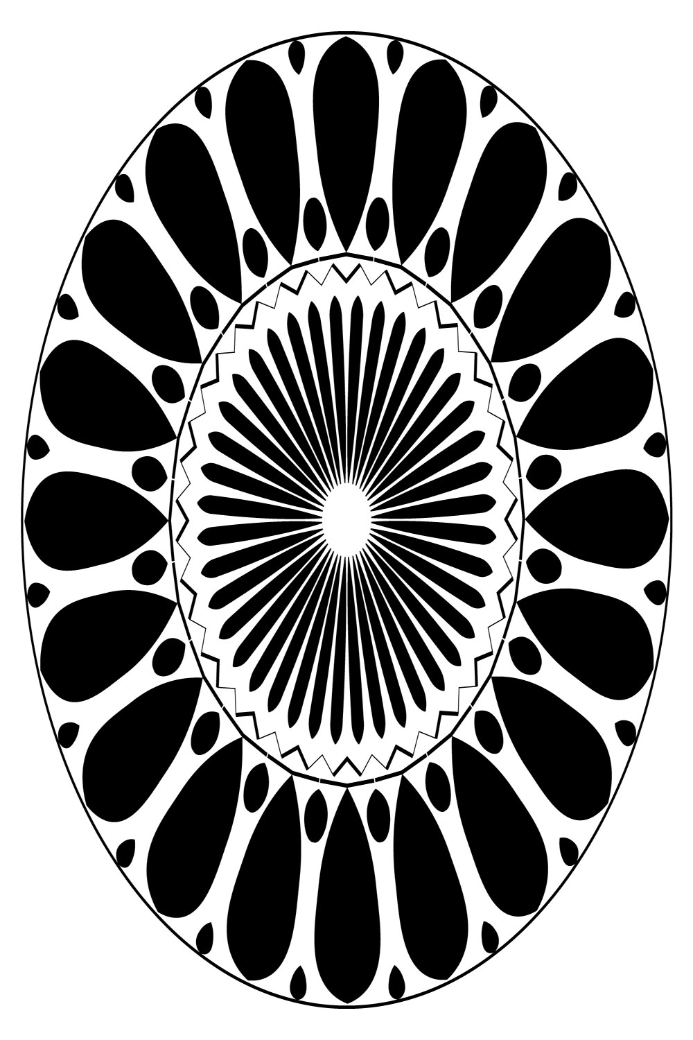 Mandala Art with black and white with middle light pinterest preview image.