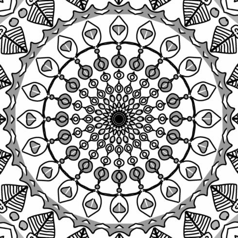 Mandala art with black and gray cover image.