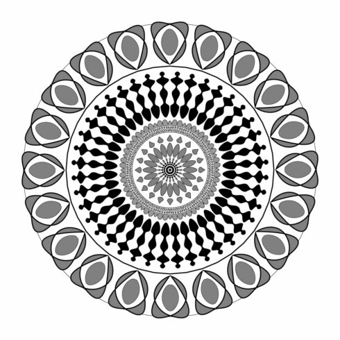 Mandala-art-with-spiral-ended-with-black-and-gray cover image.
