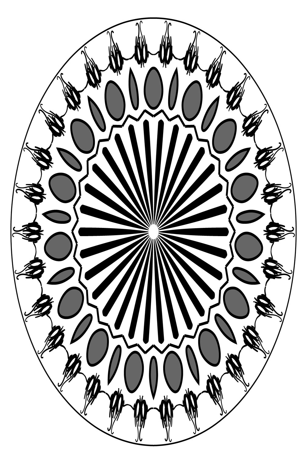 Mandala-Art-with-black-spiral-in-white-background pinterest preview image.