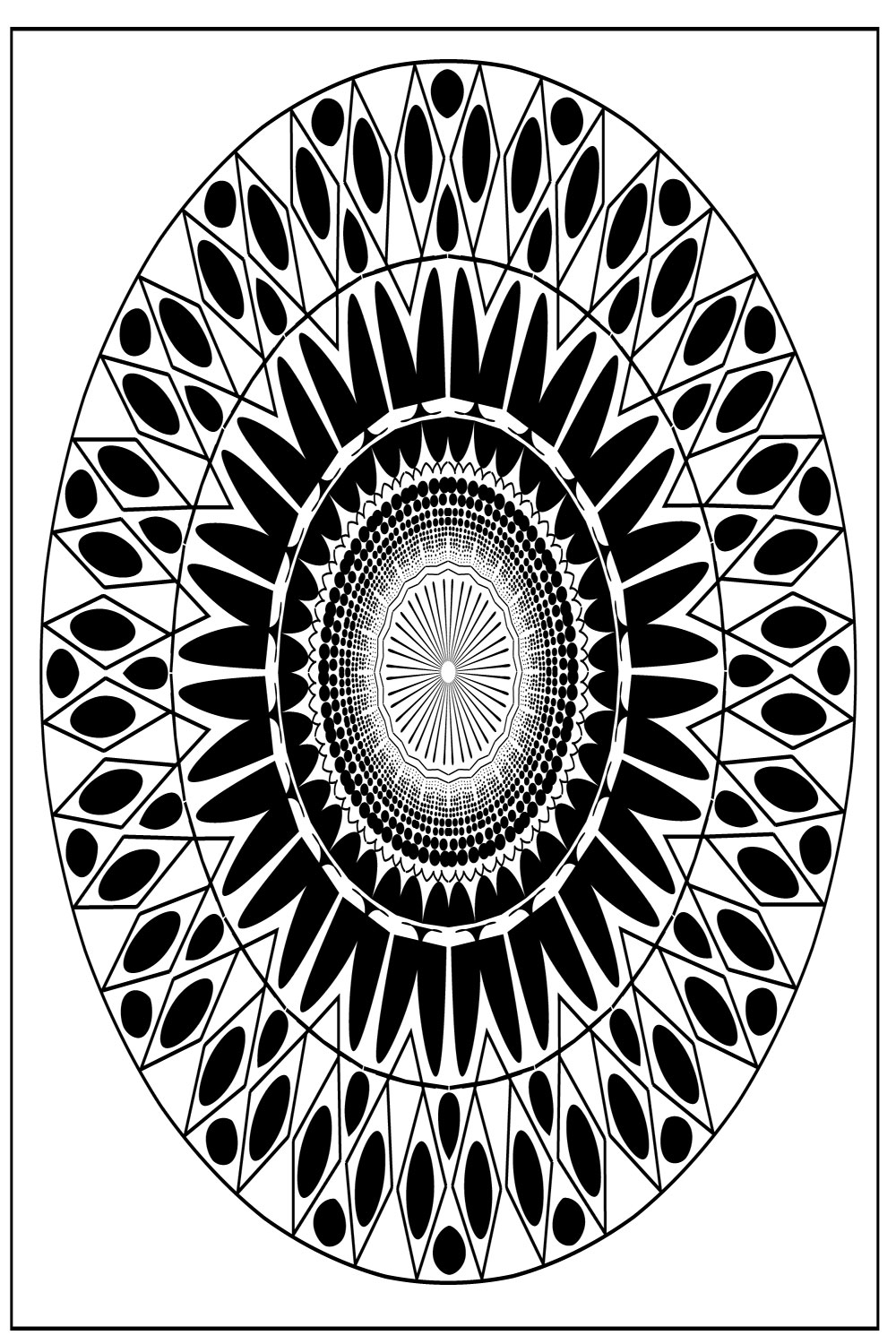 Mandala art with black white in babbles pinterest preview image.