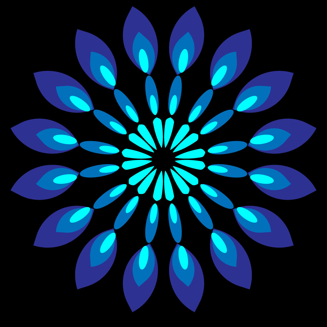 Mandala Art with Blue flowers with Black Background preview image.