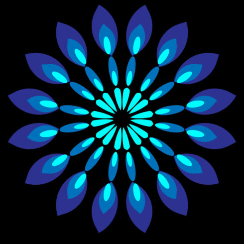 Mandala Art with Blue flowers with Black Background cover image.