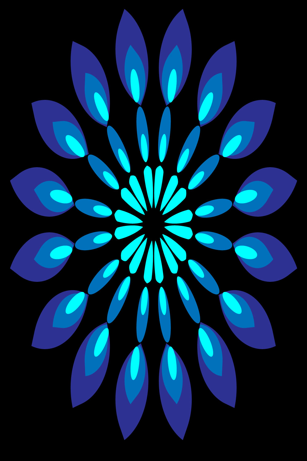 Mandala Art with Blue flowers with Black Background pinterest preview image.