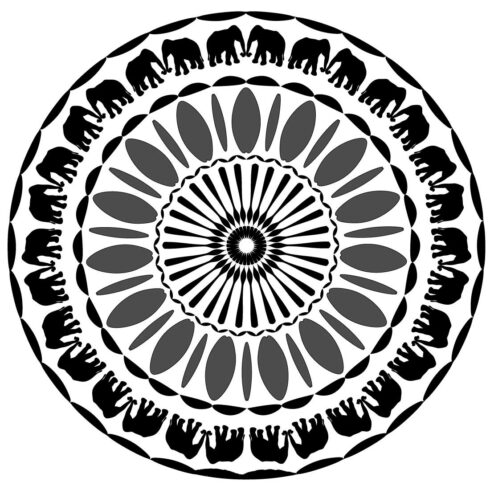 Mandala Art with Elephant in Black and white cover image.