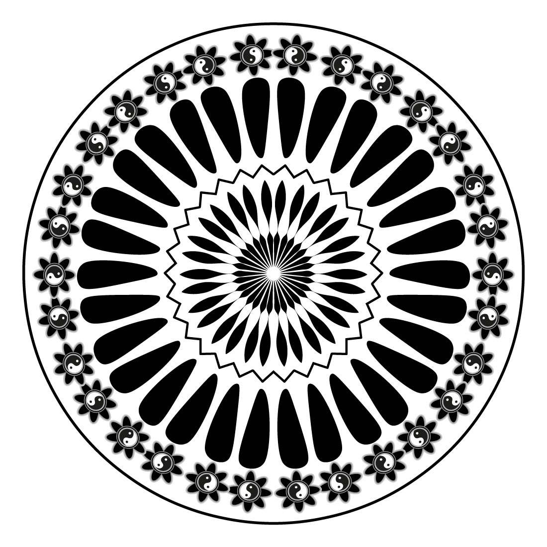 mandala-art-with-fengsui-in-black-and-white preview image.