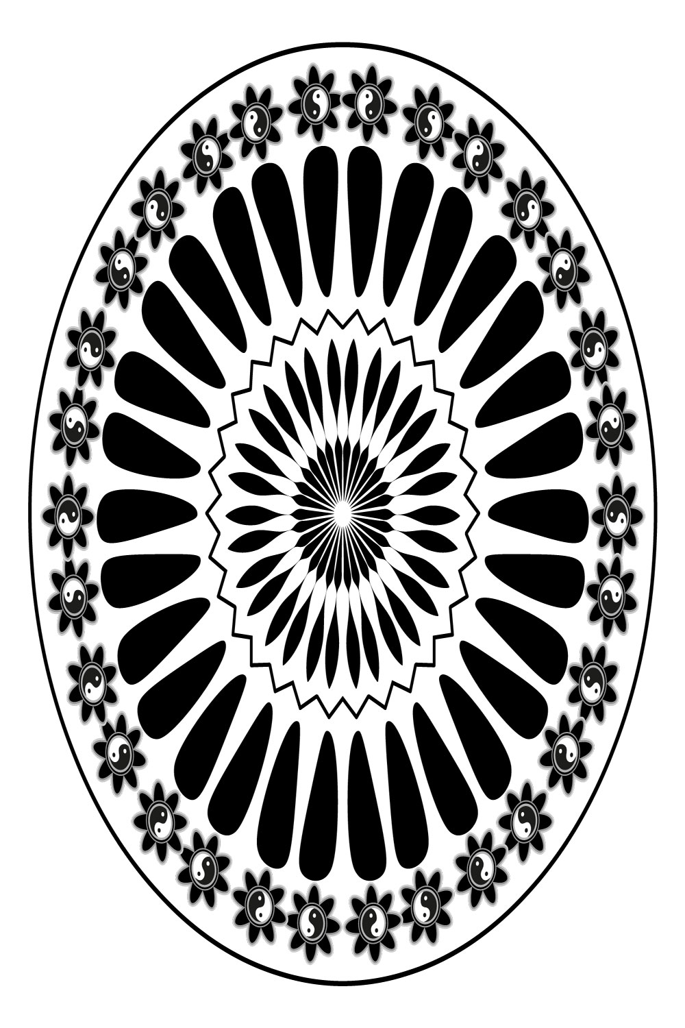 mandala-art-with-fengsui-in-black-and-white pinterest preview image.