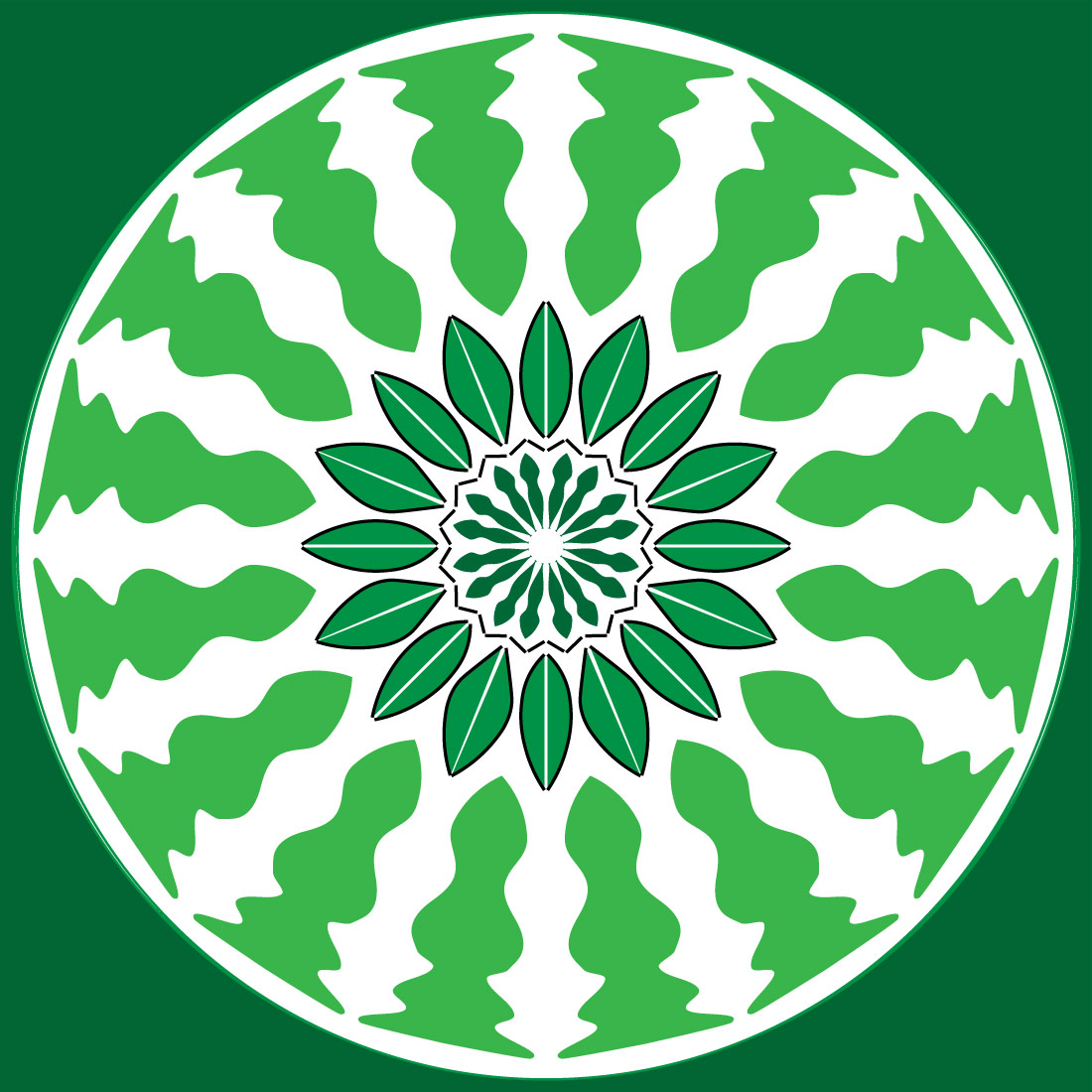 Mandala Art with Green flower in Green Background preview image.