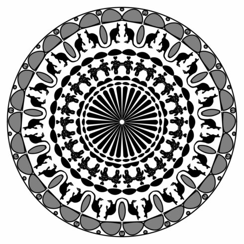 Mandala Art with Kangaroo in Black and White cover image.