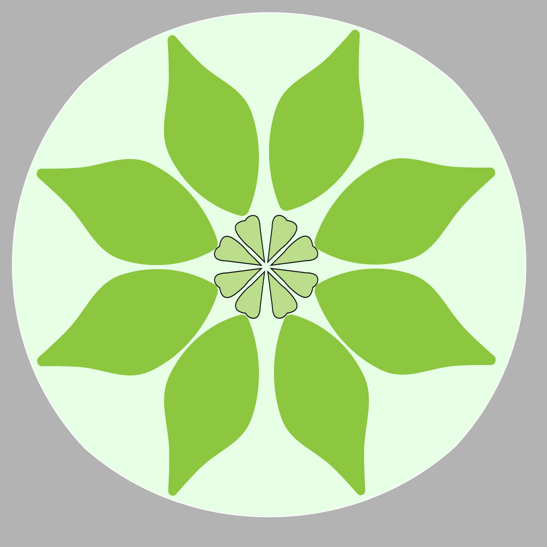 Mandala Art in Light-green-background-with-yellow-and-green-petals preview image.