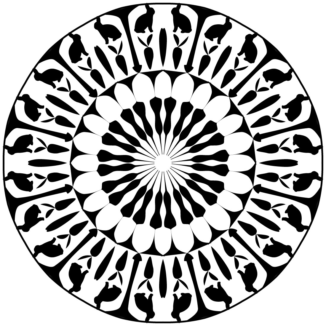 Mandala-art-with-Rabbit-with-Carrot preview image.