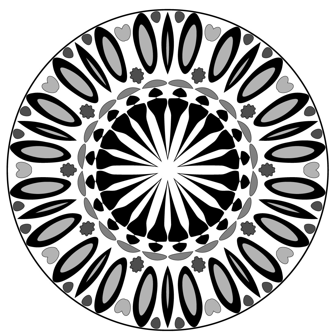 mandala art with rounded black and white 1 965
