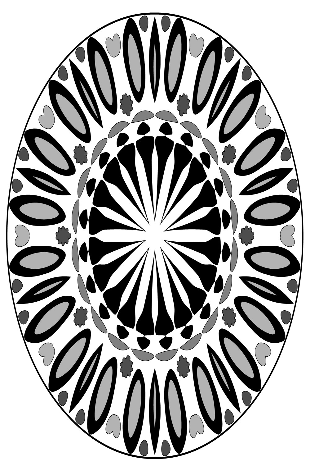 Mandala-Art-with-rounded-black-and-white pinterest preview image.