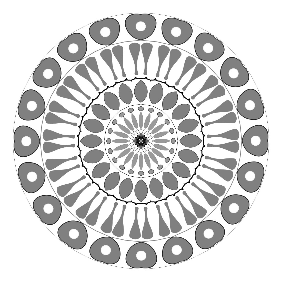 Mandala-art-with-rounded-shados-and-gray-pilers cover image.