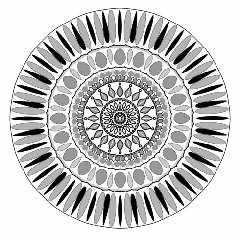 Mandana-art-with-black-white-and-ash cover image.